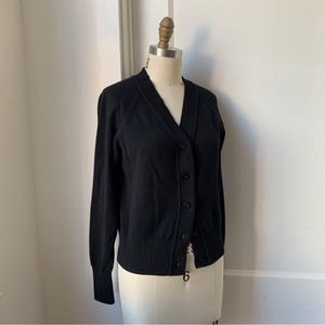 Everlane Recycled Cashmere Cardigan Sweater, Black V-neck Raglan Sleeve